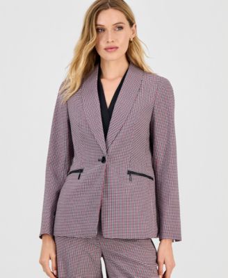 Women's Houndstooth One-Button Jacket, Regular & Petite image