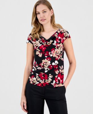 Kasper - Women's Printed Cowlneck Blouse