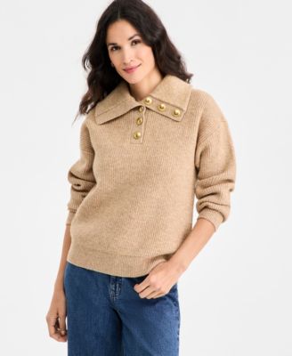 On 34th - Women's Collared Button Pullover Sweater