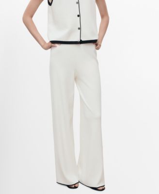 MANGO - Women's Contrasting Low-Rise Knitted Pants