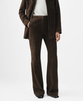 MANGO - Women's 100% Suede Flare Pants