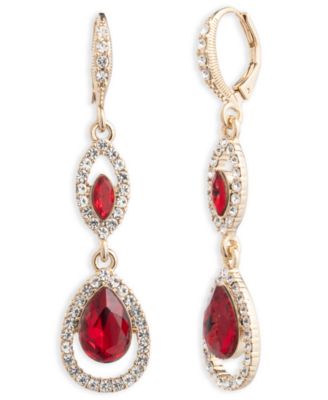 Givenchy - Rhodium Emerald Silver-Tone Double Drop Earrings