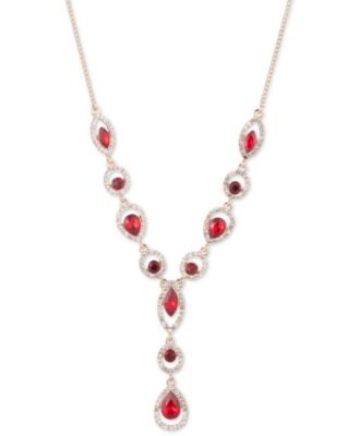 Givenchy - Rhodium Emerald Stone Silver-Tone Y Necklace