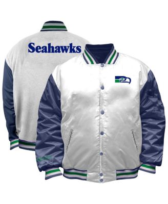Mitchell & Ness - Women's White Seattle Seahawks Throwback Plus Size Full-Snap Satin Jacket