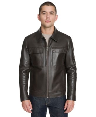 Cole Haan - Men's Bonded Leather Trucker Jacket