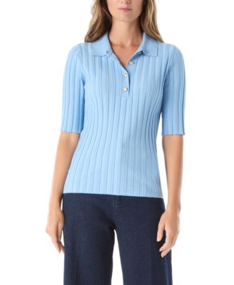 DEE OCLEPPO - Women's Ribbed Knit Collar Top