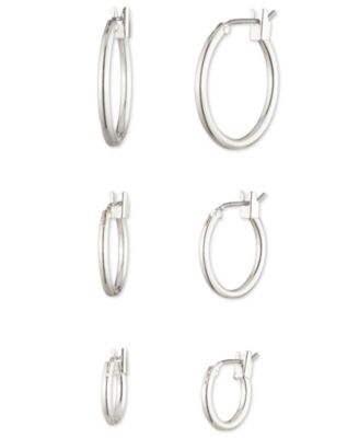 Nine West - 3-Pack Silver-Tone Hoop Earrings
