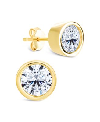 Sterling Forever - Sterling Silver Round Cut Bezel Set Stud Earrings