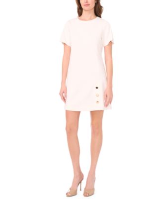 MSK - Women's Short-Sleeve with Buttons Shift Dress