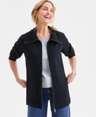 Style & Co - Women's Stand-Collar Zip-Front Long-Sleeve Tunic