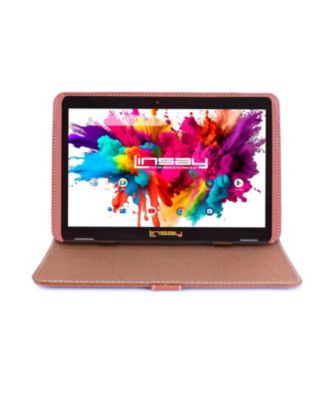 LINSAY - 10.1" 1280 x 800 IPS Screen Quad Core 2GB RAM Tablet 32GB Android 10 with Brown Leather Case