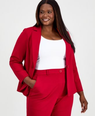 Kasper - Plus Size Notched Collar One-Button Blazer
