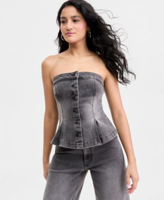 Bar III - Women's Denim Button-Front Bustier