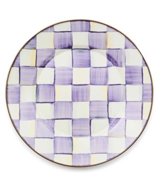 MacKenzie-Childs - Violet Check Handmade Dinner Plate