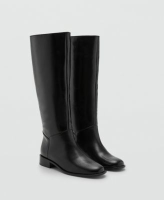 MANGO - Women's Leather High Boots