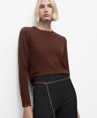 MANGO - Women's Studded Knitted Sweater