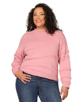 Democracy - Plus Size Striped Rolled Neck Sweater