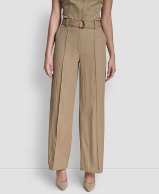 DKNY - Women's Belted Front Seam Twill Pants