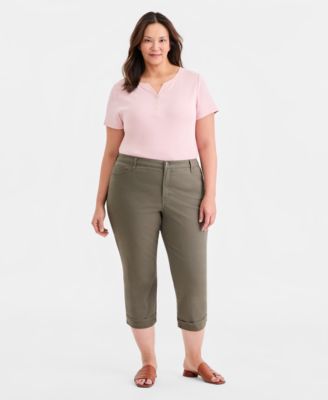 Style & Co - Plus Size Curvy Roll-Cuff Capri Jeans