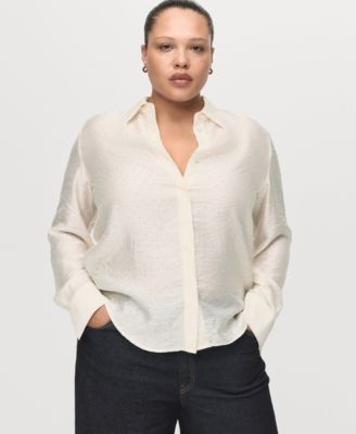 MANGO - Women's Rhinestones Satin Shirt