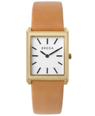 BREDA - Virgil' 1736a Gold and Brown Leather Band Watch, 26MM