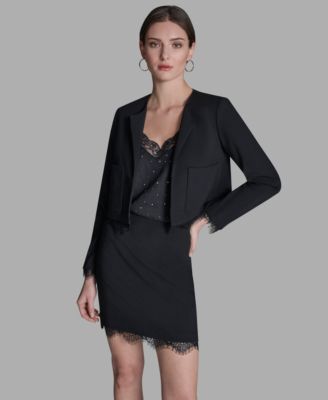 BCBG - Women's Padded Shoulder Open Front Jacket