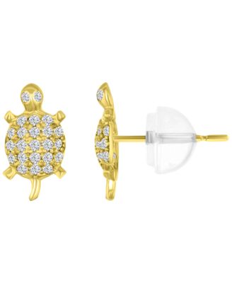 Macy's - Micropave 14k Yellow Gold Turtle Stud Earrings