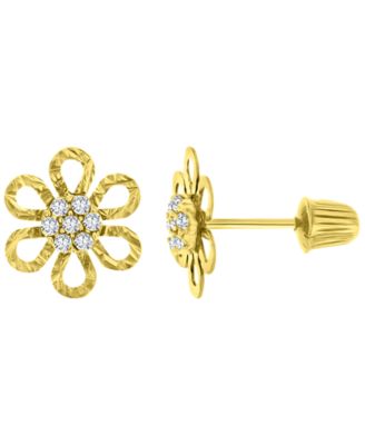 Macy's - Diamond Cut Flower Stud Earrings