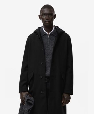 MANGO - Men's Wool Blend Hooded Coat