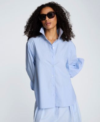 Kenneth Cole - Women's Striped Woven Collared Top