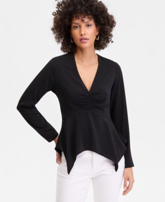 I.N.C. International Concepts - Women's Long-Sleeve Asymmetrical-Hem Top