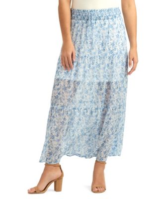 BCX - Women's Yoryu Printed Tiered Maxi Skirt