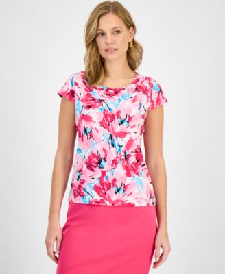 Kasper - Women's Printed Cowlneck Top