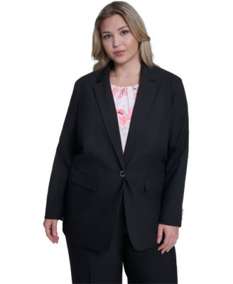 Calvin Klein - Plus Size One-Button Notch Collar Jacket