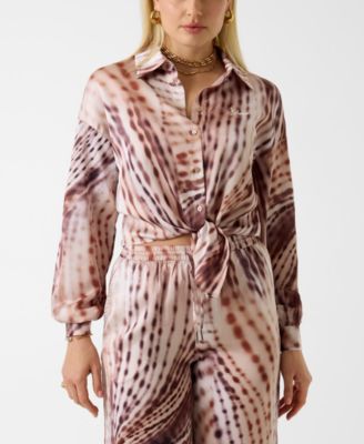 GUESS - Women's Tie-Front Printed Shirt