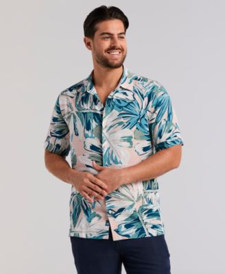 Cubavera - Men's Oversized Leaf Print Short-Sleeve Button-Down Shirt
