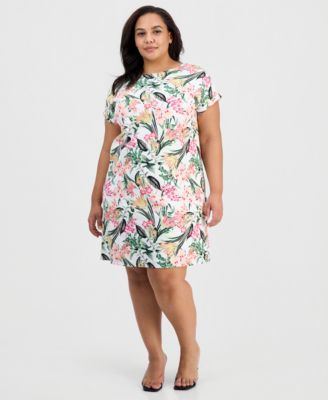 Jones New York - Plus Size Printed Side-Button Dress