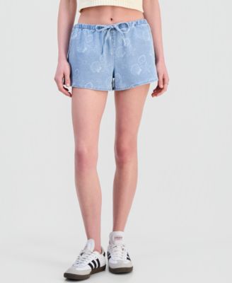 Vanilla Star - Juniors' Seashell-Print Drawstring Shorts