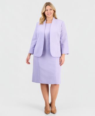 Le Suit - Plus Size Jacquard Open-Front Jacket Dress Suit