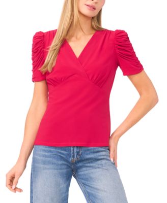 CeCe - Women's V-Neck Puff-Sleeve Top