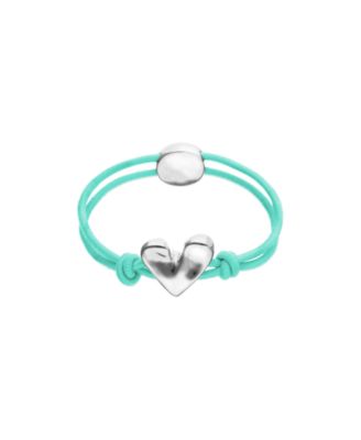 UNOde50 - Blue elastic thread sterling silver plated bracelet with heart