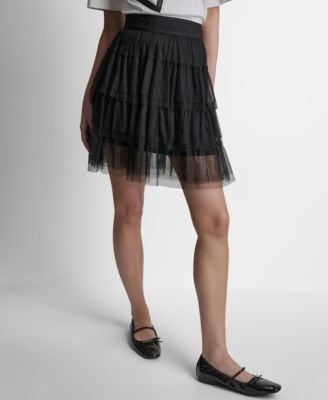 DKNY - Women's Pull-On Mesh Tulle Mini Skirt