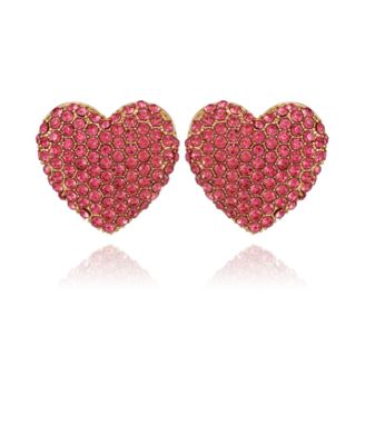 GUESS - Glass Stone Heart Stud Earrings