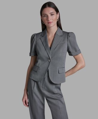 BCBG - Women's Short-Sleeve Single Button Stripe Jacket