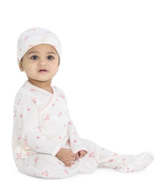 Baby Girls' Top, Footed Pants, and Hat, 3-piece Set image