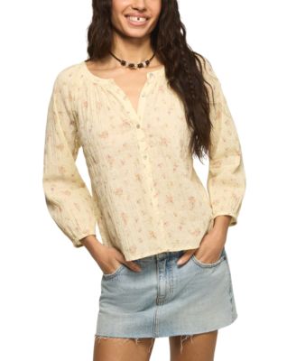Lucky Brand - Women's Scoop Neck Button Blouse