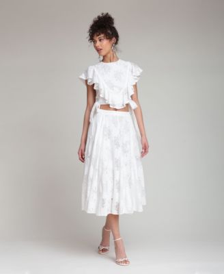 Avec Les Filles - Women's Ruffle-Trimmed Top