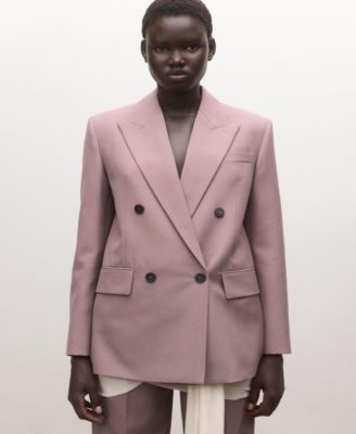 MANGO - Women's Double-Breasted Wool Suit Jacket