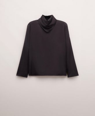 MANGO - Women's Satin Turtleneck Blouse