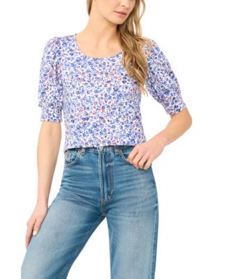 CeCe - Women's Shirred Short-Sleeve Top